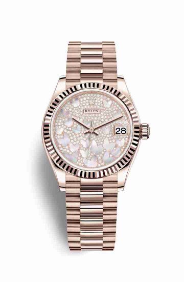 Swiss Replica Rolex Datejust 31 Everose gold 278275 Paved mother-of-pearl butterfly Dial Watch - Click Image to Close