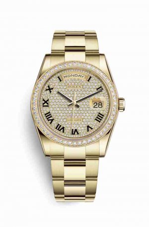 Swiss Replica Rolex Day-Date 36 118348 Diamond-paved Dial Watch