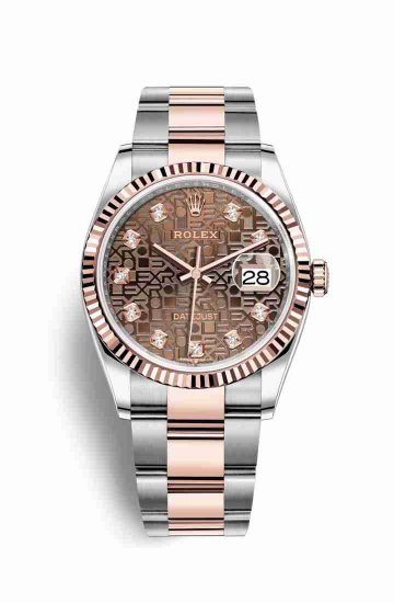 Swiss Replica Rolex Datejust 36 Everose gold 126231 Chocolate Jubilee diamonds Watch - Click Image to Close