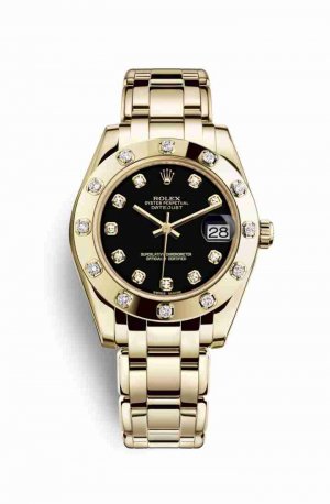 Swiss Replica Rolex Pearlmaster 34 81318 Black diamonds Watch