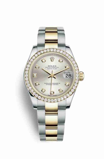 Swiss Replica Rolex Datejust 31 Yellow 178383 Silver diamonds Watch - Click Image to Close