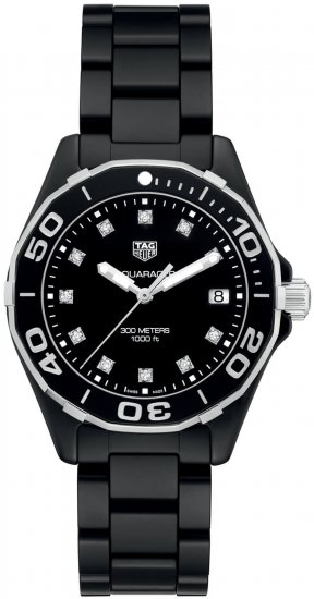 Swiss Replica Tag Heuer Aquaracer Black Diamond Dial Ladies Watch - Click Image to Close