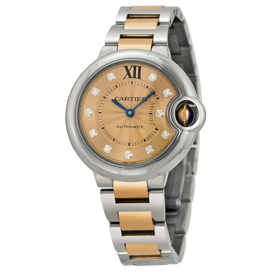 Cartier Ballon Bleu Stainless Steel and 18kt Rose Gold Ladies re - Click Image to Close