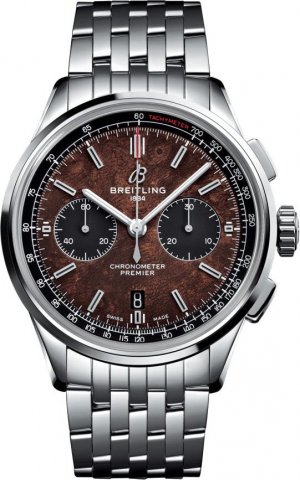 Fake Breitling Premier B01 Chronograph 42 Bentley Centenary Stainless Steel / Wood / Calf / Bracelet Watch