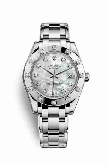 Swiss Replica Rolex Pearlmaster 34 81319 White mother-of-pearl diamonds Watch - Click Image to Close