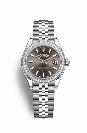 Swiss Replica Rolex Datejust 28 White gold 279384RBR Dark grey Dial Watch - Click Image to Close