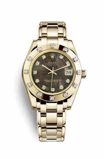 Swiss Replica Rolex Pearlmaster 34 81318 Black mother-of-pearl diamonds Watch - Click Image to Close