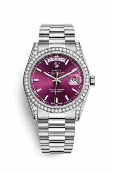 Swiss Replica Rolex Day-Date 36 diamonds 118389 Cherry Dial Watch - Click Image to Close