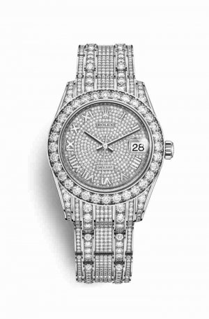 Swiss Replica Rolex Pearlmaster 34 diamonds 81409RBR Diamond-paved Dial Watch