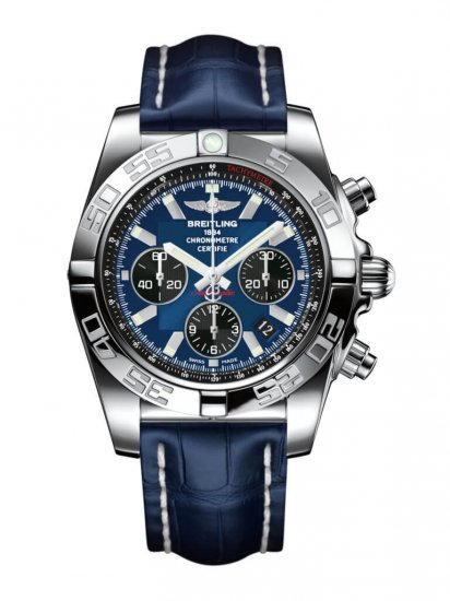 Fake Breitling Chronomat 44 Stainless Steel / Blackeye Blue / Croco / Pin (AB011012/C789/731P/A20BA.1) Watch - Click Image to Close