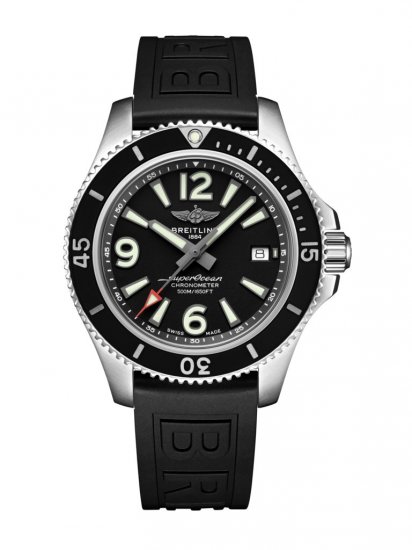 Fake Breitling Superocean 42 Black Dial Black Rubber Strap Men's Watch - Click Image to Close