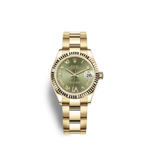 Fake Rolex Datejust 31 18 ct yellow gold M278278-0029 Olive green set with diamonds Dial Watch