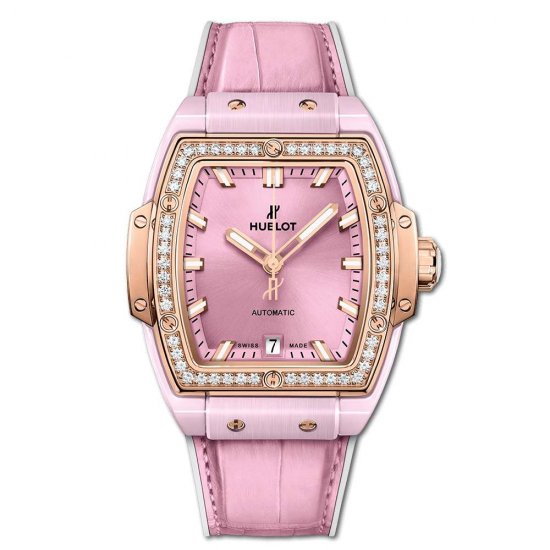 Copy Hublot Spirit Of Big Bang Pink Ceramic King Gold Diamonds - Click Image to Close