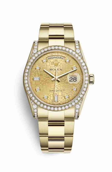 Swiss Replica Rolex Day-Date 36 118388 Champagne Jubilee diamonds Watch - Click Image to Close