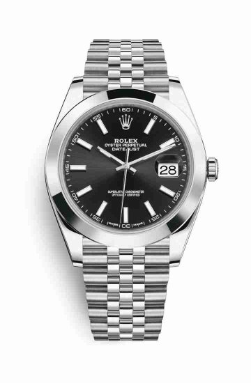 Swiss Replica Rolex Datejust 41 Oystersteel 126300 Black Dial Watch - Click Image to Close