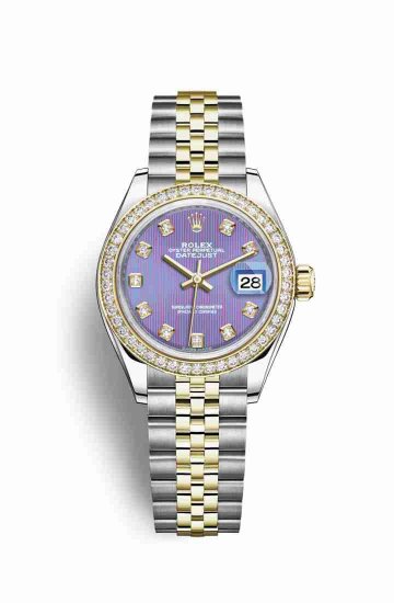 Swiss Replica Rolex Datejust 28 Yellow 279383RBR Lavender diamonds Watch - Click Image to Close