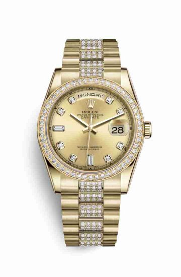 Swiss Replica Rolex Day-Date 36 118348 Champagne diamonds Watch - Click Image to Close