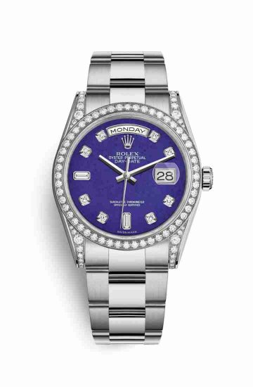 Swiss Replica Rolex Day-Date 36 diamonds 118389 Lapis Lazuli diamonds Watch - Click Image to Close