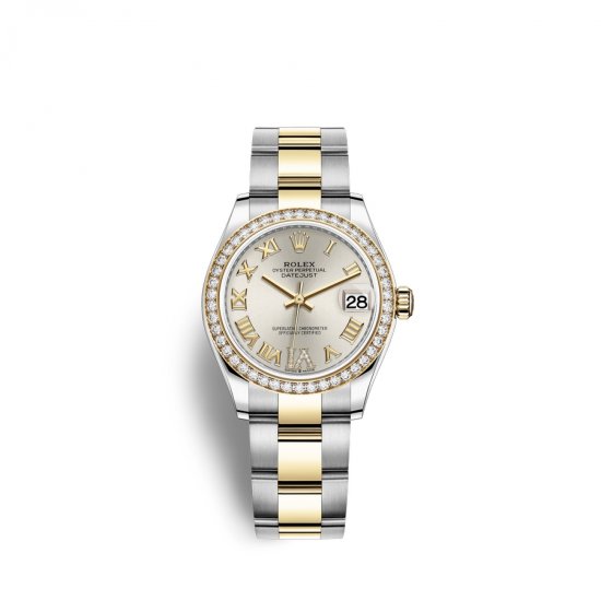 Fake Rolex Datejust 31 Oystersteel 18 ct yellow gold M278383RBR-0003 Silver set with diamonds Dial Watch - Click Image to Close