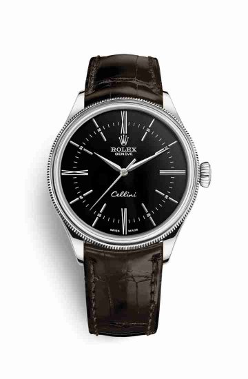 Swiss Replica Rolex Cellini Time 50509 Black Dial Watch - Click Image to Close