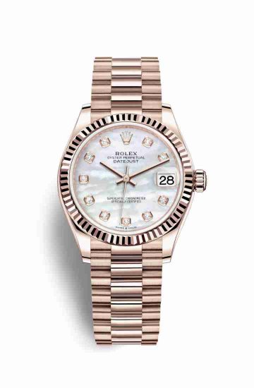 Swiss Replica Rolex Datejust 31 Everose gold 278275 White mother-of-pearl diamonds Watch - Click Image to Close