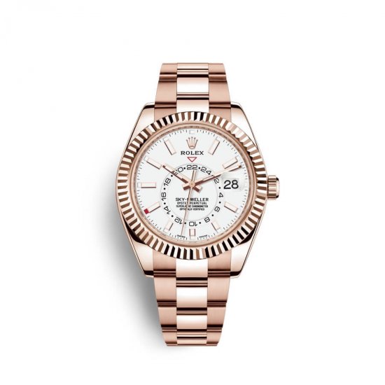 Fake Rolex Sky-Dweller 18 ct Everose gold M326935-0005 White Dial Watch - Click Image to Close