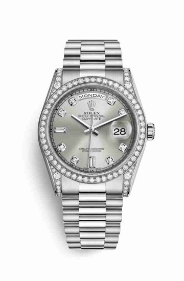 Swiss Replica Rolex Day-Date 36 diamonds 118389 Silver diamonds Watch - Click Image to Close