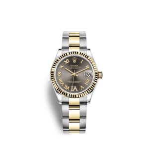 Fake Rolex Datejust 31 Oystersteel 18 ct yellow gold M278273-0017 Dark grey set with diamonds Dial Watch