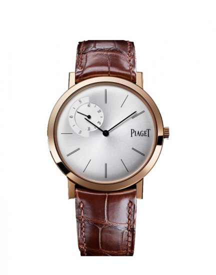 Fake Piaget Altiplano Mechanical Silver Dial Brown Leather Men's Watch - Click Image to Close