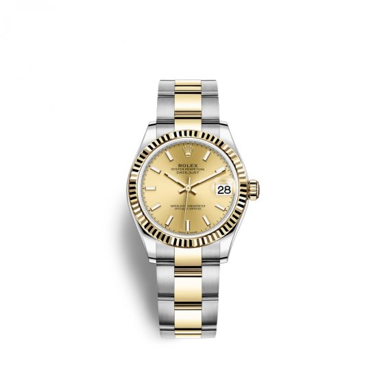 Fake Rolex Datejust 31 Oystersteel 18 ct yellow gold M278273-0013 Champagne-colour Dial Watch - Click Image to Close