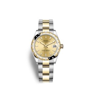 Fake Rolex Datejust 31 Oystersteel 18 ct yellow gold M278343RBR-0013 Champagne-colour Dial Watch