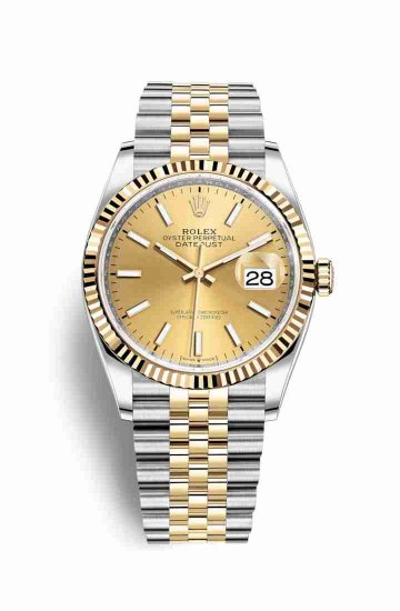 Swiss Replica Rolex Datejust 36 Yellow 126233 Champagne Dial Watch - Click Image to Close