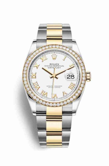 Swiss Replica Rolex Datejust 36 Yellow 126283RBR White Dial Watch - Click Image to Close