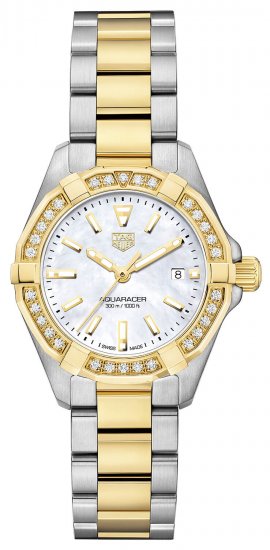 Swiss Replica Tag Heuer Aquaracer Diamond White Mother of Pearl Dial Ladies Watch - Click Image to Close