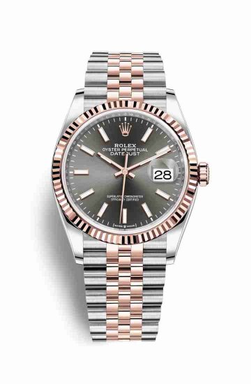 Swiss Replica Rolex Datejust 36 Everose gold 126231 Dark rhodium Dial Watch - Click Image to Close