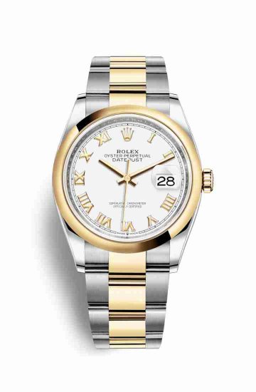 Swiss Replica Rolex Datejust 36 Yellow 126203 White Dial Watch - Click Image to Close