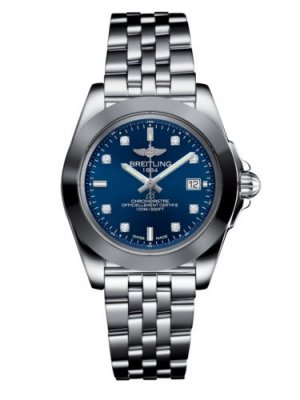 Fake Breitling Galactic 32 Sleek Edition Blue Diamond Dial Stainless Steel Women's W7133012/C966-792A Watch