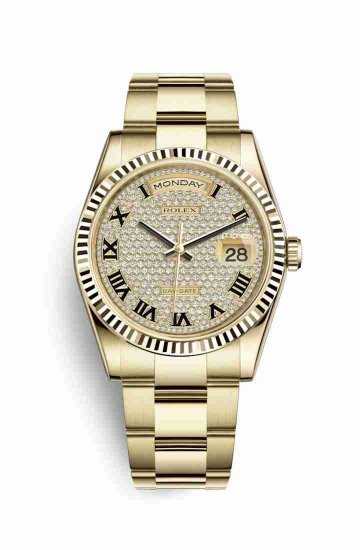 Swiss Replica Rolex Day-Date 36 118238 Diamond-paved Dial Watch - Click Image to Close