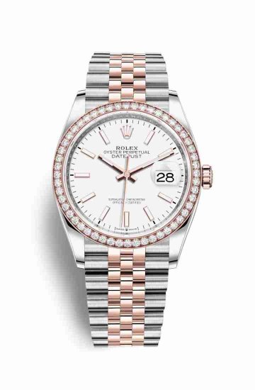 Swiss Replica Rolex Datejust 36 Everose gold 126281RBR White Dial Watch - Click Image to Close