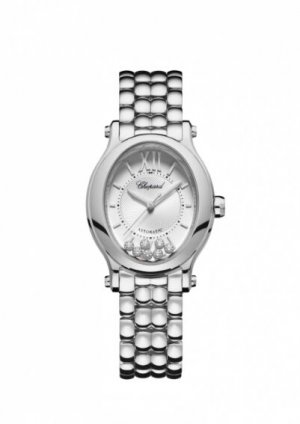 Copy Chopard Happy Sport Oval Stainless Steel And Diamonds Watch