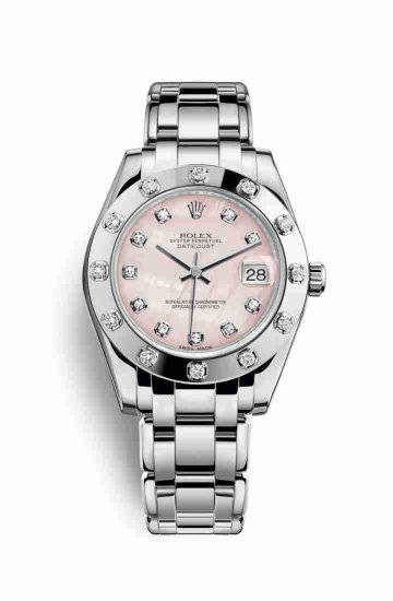 Swiss Replica Rolex Pearlmaster 34 81319 Pink mother-of-pearl diamonds Watch - Click Image to Close