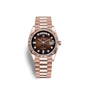 Fake Rolex Day-Date 36 18 ct Everose gold M128235-0037 Brown ombre? set with diamonds Dial Watch