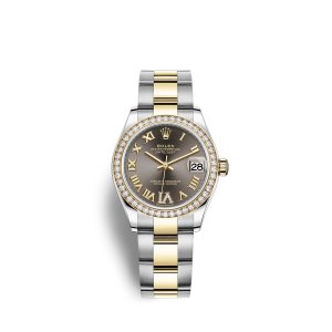 Fake Rolex Datejust 31 Oystersteel 18 ct yellow gold M278383RBR-0017 Dark grey set with diamonds Dial Watch