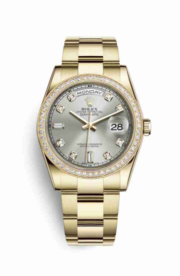 Swiss Replica Rolex Day-Date 36 118348 Silver diamonds Watch - Click Image to Close