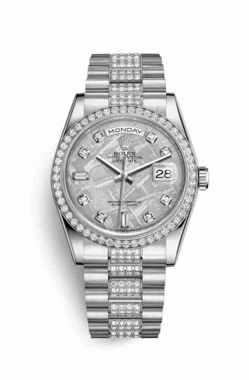 Swiss Replica Rolex Day-Date 36 Platinum 118346 Meteorite diamonds Watch - Click Image to Close