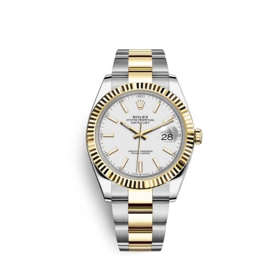 Fake Rolex Datejust 41 Oystersteel 18 ct yellow gold M126333-0015 White Dial Watch - Click Image to Close