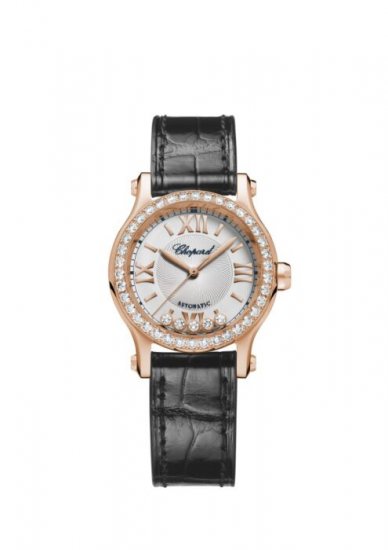 Copy Chopard Happy Sport Alligator Leather White Dial Women's Watch - Click Image to Close