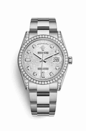 Swiss Replica Rolex Day-Date 36 diamonds 118389 Silver Jubilee diamonds Watch - Click Image to Close