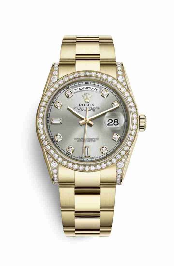 Swiss Replica Rolex Day-Date 36 118388 Silver diamonds Watch - Click Image to Close