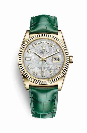 Swiss Replica Rolex Day-Date 36 118138 White mother-of-pearl diamonds Watch - Click Image to Close